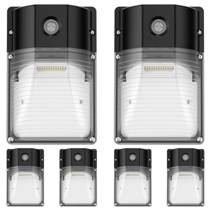 30W LED Wall Pack Light with Dusk to Dawn Sensor, 3600LM, 5000K Daylight, 120Vac Led Porch Lights, IP65 Waterproof Outdoor Security Lighting for Garage Warehouse Garden, ETL Certified, 6 Pack - size: 6 Pack