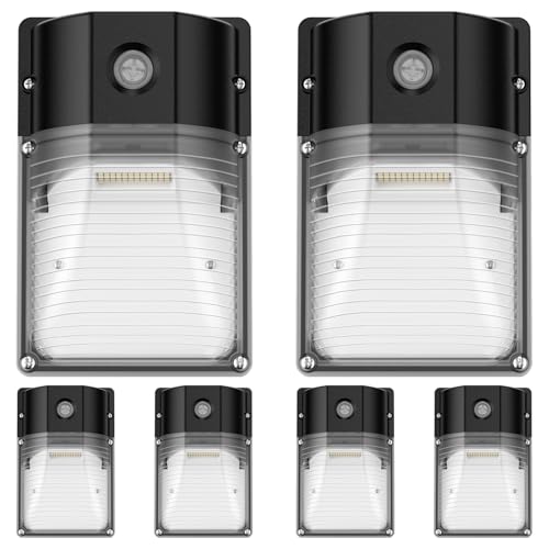 30W LED Wall Pack Light with Dusk to Dawn Sensor, 3600LM, 5000K Daylight, 120Vac Led Porch Lights, IP65 Waterproof Outdoor Security Lighting for Garage Warehouse Garden, ETL Certified, 6 Pack - size: 6 Pack
