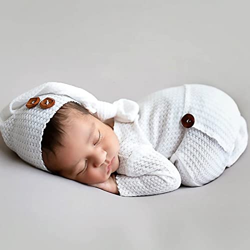 Zeroest Newborn Photography Props Boy Outfits Baby Photo Props Outfit Newborn Boy Photo Shoot Hat Set (White) - color: White