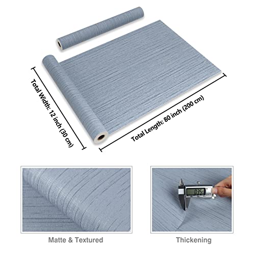 CRE8TIVE Grasscloth Peel and Stick Wallpaper Textured Blue Grass Cloth Wallpaper Removable Linen Fabric Wall Paper Vinyl Self Adhesive Light Blue Contact Paper for Bedroom Cabinets Shelf Liner 12"x80" - color: Light Blue, size: 12" x 80"
