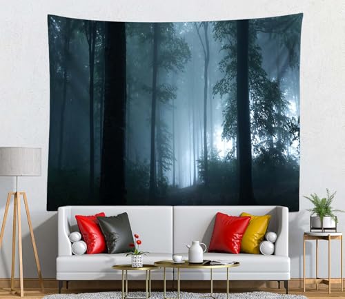 7x5ft Misty Dark Forest Woods Halloween Backdrop Halloween Vampire Mystery Forest Witch Ghost Photography Background Grove Mystery Background Party Banner Decoration