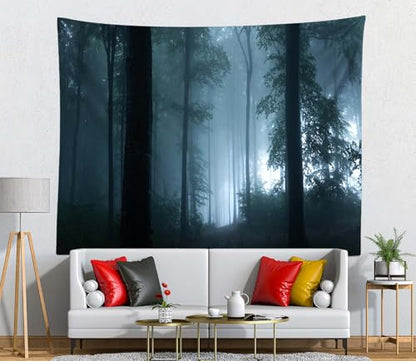 7x5ft Misty Dark Forest Woods Halloween Backdrop Halloween Vampire Mystery Forest Witch Ghost Photography Background Grove Mystery Background Party Banner Decoration