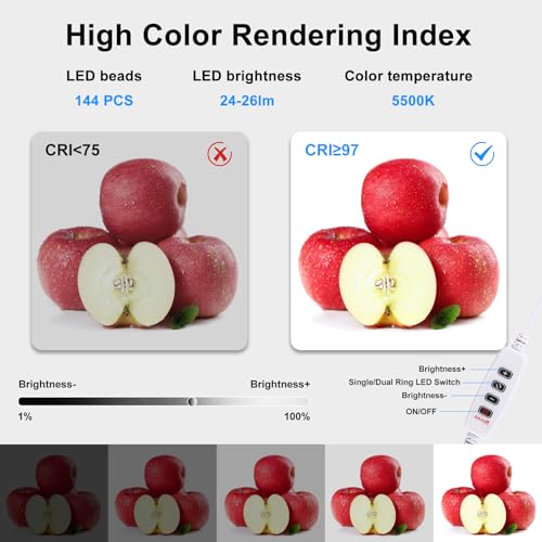 Photo Light Box, Mini Photo Studio Light Box, 12"x12" Portable Folding Photography Light Tent kit with CRI >97 144 LED Light 3600lm 5500k & 4 Backdrops for Jewelry/Watches/Small Size Products - size: 12*12*12inch