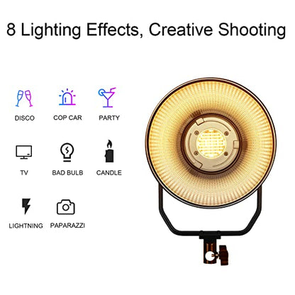 GVM RGB Video Light Kit, 200W Bi-Color Led Video Lighting with DMX Bowens Mount Softbox & Stand, Studio Light for Photography Shooting with COB Lamp Bead, 8 Lighting Effects, 2700K~7500K CRI 97+ - size: SET1
