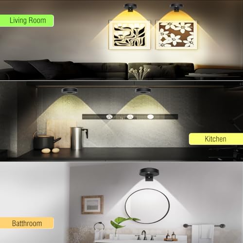 3Pack LED Picture Lights for Wall Rechargeable Battery Picture Frame Light with Remote Wireless Magnetic Art Display Light Dimmable&Timer Wall Sconce for Painting Poster Artwork Home Lighting Decor - color: B-Spotlight, size: 3Pack