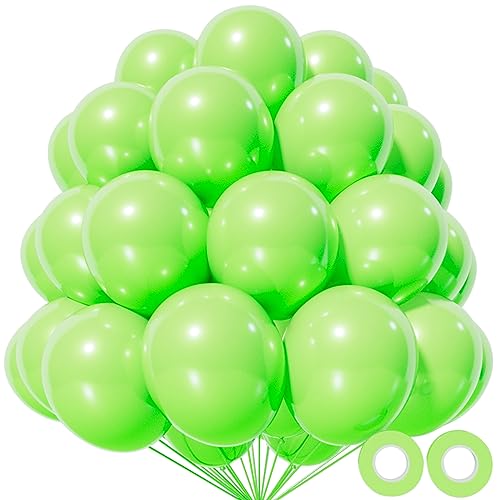 Lime Green Latex Party Balloons, 110 Pack 12 inch Light Green Balloons Round Helium Fruit Green Balloons for Birthday Dinosaur Jungle Baby Shower Party Decoration - color: B08-light Green, size: 12inch (Normal)
