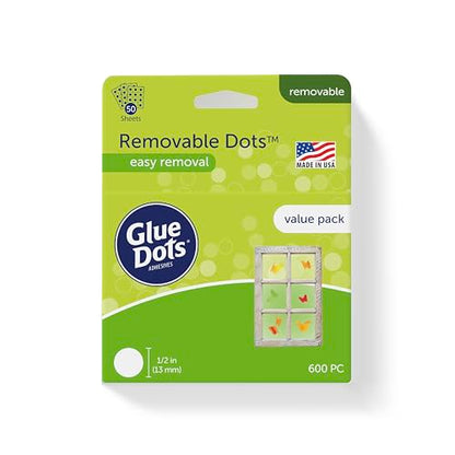 Glue Dots, Removable Dots Value Pack, Double-Sided, 1/2", .5 Inch, 600 Dots, DIY Craft Glue Tape, Sticky Adhesive Glue Points, Liquid Hot Glue Alternative, Clear - size: 1 Pack, style: Removable Dots Value Pack