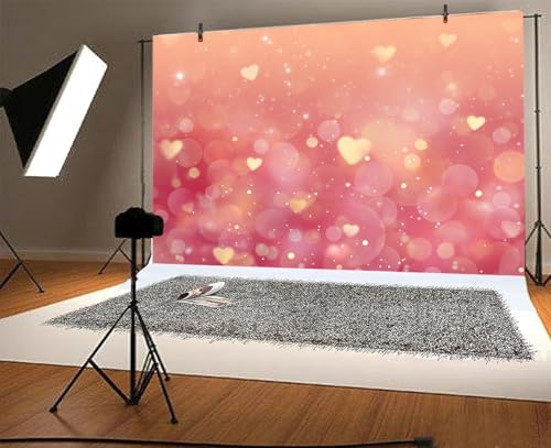 6 x 4 ft Valentine's Day Pink Glitter Heart Banner Backdrop Valentine Day Party Wedding Baby Shower Photo Backdrop Sweet Female Birthday Girls Lovers Portraits Photo Studio - color: Pink1, size: 6x4ft