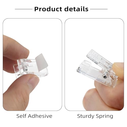 20 Pieces Self Adhesive Clips for Photo Sticky Clips for Wall Tapestry Wall Hanging Clips Sticky Spring Clips for Office Home Clear Plastic Sticky Clip for Poster Paper Self-Adhesive Clips for Hanging