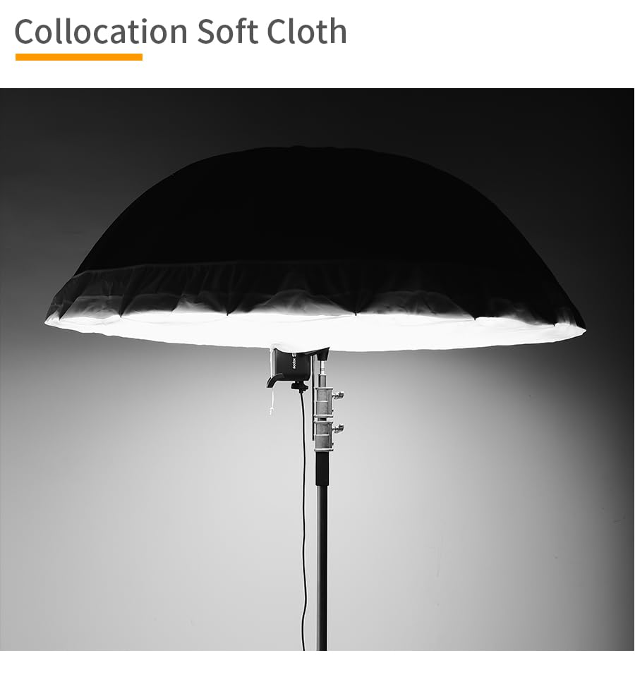 Godox 70inch 180cm Reflective Umbrella, Parabolic Reflective Umbrella, Studio Photography Umbrella, Silver Inner, with Diffuser Cover, Bag (Silver, 70") - color: Silver