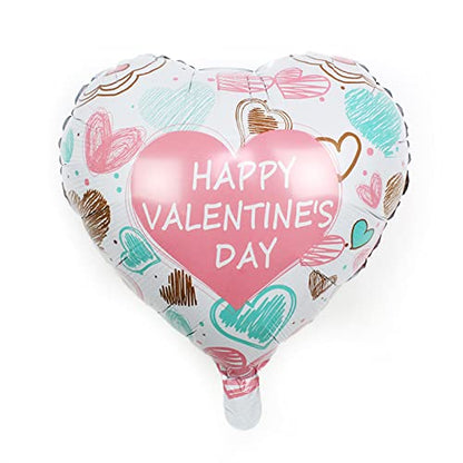 BinaryABC Happy Valentines Day Balloons,Love Heart Foil Balloons,Valentines Day Romantic Photo Props Decorations,10Pcs