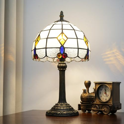 Mediterranean Style Geometric Pattern Small Tiffany Lamp Stained Glass Table Lamp Cute Unique Bedside Nightstand Light Living Room Dining Room Decorative Desk Lamp Atmosphere Lamp Creative Gift - color: stained glass Lamp G