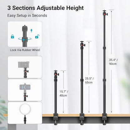 SmallRig Camera Desk Mount Table Stand, Adjustable Light Stand 15"-35", Tabletop C Clamp for DSLR Camera, Ring Light, Live Streaming, Photo Video Shooting