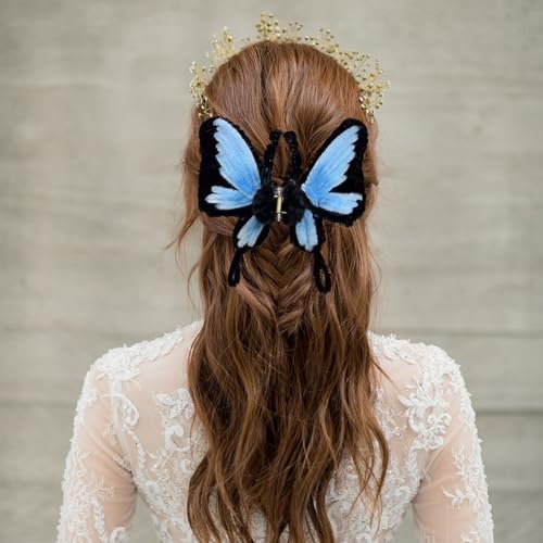 Butterfly Hair Clip - Non-Slip Hair Styling Accessories | Craft Kit for Women and Girls, Ideal for Everyday Wear, Sports, Work, Parties, Photoshoots, Travel, Dating, Christmas, and Weddings - color: Blue