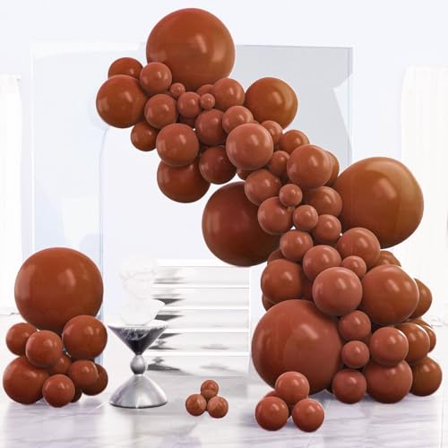 PartyWoo Dark Brown Balloons 140pcs Different Sizes of 18 12 10 5 Inch Boho Neutral Coffee Tan Balloon Arch Kit Garland for Birthday Boy Baby Shower Jungle Safari Fall Party Decorations Brown-F08 - color: Brown-f08
