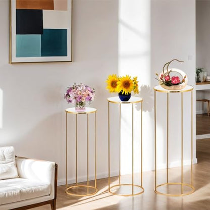 Bonastella Cylinder Stands for Party, 3PCS Cylinder Pedestal Stand, Cilindros Para Fiestas Cake Table Stand for Parties Metal Plant Stand Cylinder Tables for Parties Round Cylinder Stands for Party