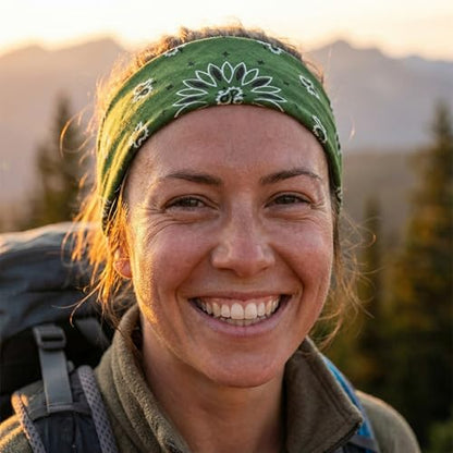 The Peacock Crew Premium Soft Cotton Bandanas Pack for Men and Women Paisley 22 x 22 inches - color: Pack of 10 Olive Green