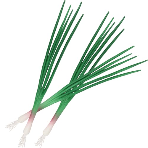 3 Pcs Realistic Artificial Green Onions, Faux Spring Onion Vegetables for Kitchen Window Decor, No Watering Fake Herbs Plants for Home Bathroom Shelf Table Centerpiece, Food Photography Props - color: 3pcs Artificial Scallions