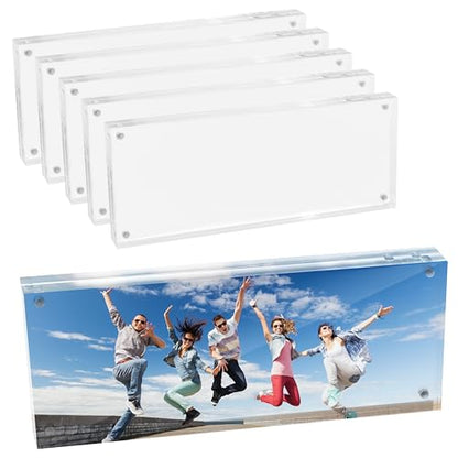 Mammoth DuraClear 4x10 Acrylic Frame - Frameless Panoramic Picture Frame & Cosmetology License Frame Display - Sleek, Modern Long Picture Frame Design for Elegant Decor (5 Pack) - size: 4x10 Frame (5 Pack)