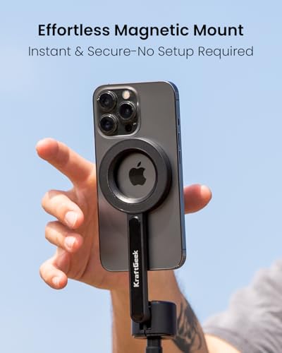 KraftGeek Magnetic Phone Tripod for iPhone MagSafe, 64" Selfie Stick Cell Phone Tirpod Stand for Video Recording, Vlogging & Content Creation - size: 64 Inches-Black