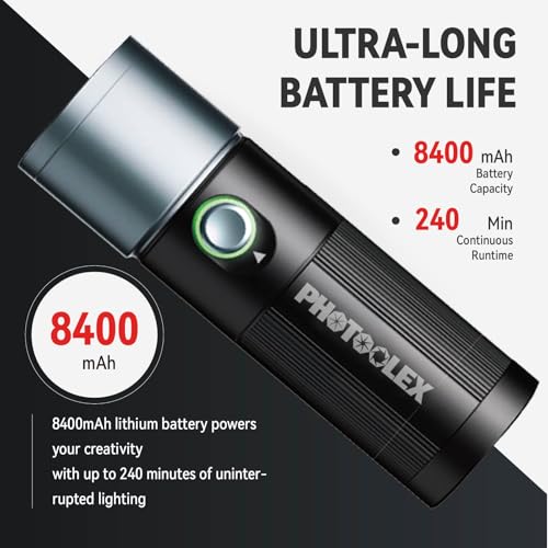 PHOTOOLEX 4 Colors Photography Flashlight with 20 Magnetic Pattern Gobos, 8400mAh Portable Spotlight, 10W LED Studio Light for Photo, Content Creation Accessories