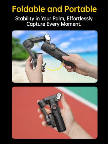 AOCHUAN 3-Axis Gimbal Stabilizer for iPhone Gimbal with RGB Magnetic Fill Light Upgraded Face Tracking Focus Wheel Foldable Smartphone for iPhone/Android Phone Stabilizer Vlog Recording Smart XE Kit - style: Smart XE Kit
