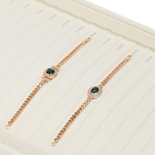 18 Slots Microfiber Necklace Bracelet Tray Jewelry Tray Necklace Bracelet Holder Organizer (White) - color: Beige, size: 18 Slot