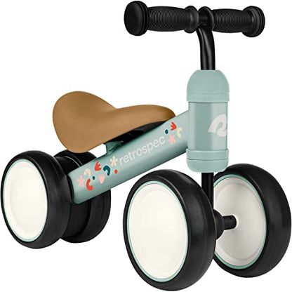 Retrospec Cricket Baby Balance Bike, 4-Wheel Ride-On Toy for Ages 12-24 Months – First Bike & Toddler Bike for 1 Year Old Boys & Girls, First Birthday Gift - color: Matcha Bloom