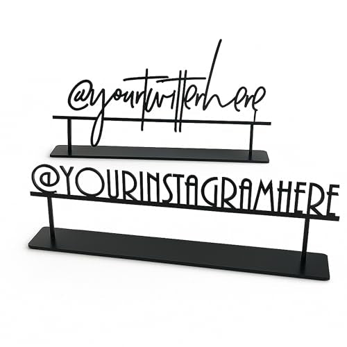 Custom Hashtag Sign Metal Table Sign Personalized Social Media Your Text Here Freestanding Signage Laser Cut Business Logo Tabletop Reception Centerpiece Birthday Event Photo Prop Social Media @ At