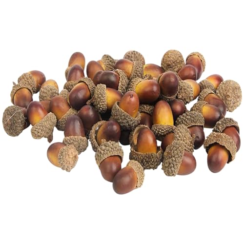 50 Pieces Small Artificial Acorns Mini Crafting Acorns Decorative Fall Acorns Fake Fruit Props Photography Fruit Model Fall Harvest Table Decorations