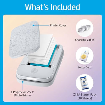 HP Sprocket Portable Photo Printer (2nd Edition) – Instantly print 2x3" sticky-backed photos from your phone – [Luna Pearl] [1AS85A] - color: Luna Pearl, style: Printer