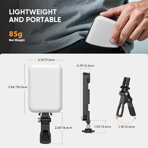 LED Clip-On Selfie Light Portable 500LM Dimmable, 3 Light Modes CRI 95+ for True Colors 2500mAh Rechargeable Battery,Fits Phones/Cameras/Laptops for TikTok/Vlogging/Zoom Calls