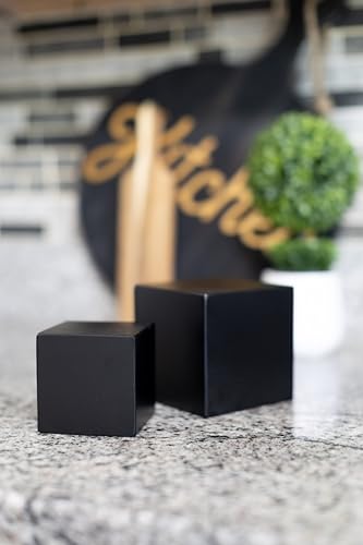 Sustainable Things Wooden Cubes – 4-inch Wood Cubes for Crafts – Wood Cube Blocks for Decor, DIY Projects, Ornaments – Blocks for Arts and Crafts, Plant Stand, Riser – Black