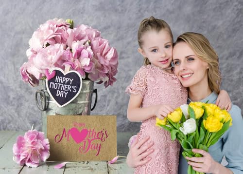 7x5ft Mother's Day Backdrops Pink Carnation Background Happy Mother's Day Backdrop Gray Abstract Background Mother's Party Decoration Banner - size: 7x5ft