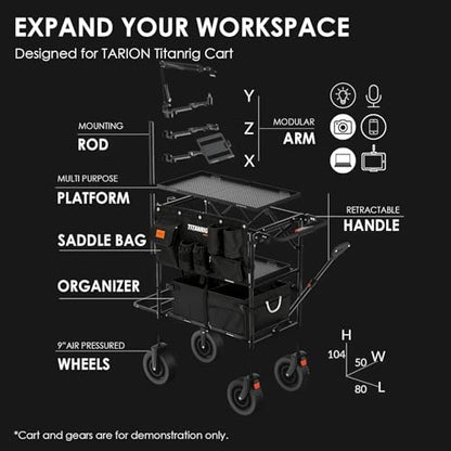 TARION Video Production Cart Accessories - Side Storage Bag Organizer for Titanrig Cart Base - Multi-Pocket Lens Cup Holder & Tool Pouch - Titanrig Saddle Bag - style: Accessory - Saddle Bag