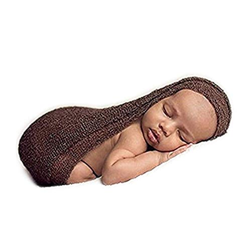 Newborn Photography Props Wrap Stretch Long Ripple Blanket Yarn Baby Photo Props Boy Girl Cloth Fabric Layer - color: Coffee