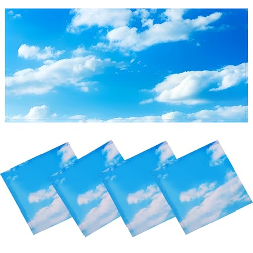 Torixqi 4 Pcs Fluorescent Light Covers - Light Covers for Ceiling Lights Classroom, Magnetic Light Filters for Office, Hospitals, Home 4 x 2 Feet (Blue Skies & White Clouds) - color: Blue Skies & White Clouds