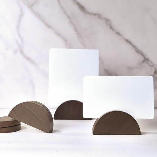 UNIQOOO 10 Set 2" Arch Walnut Wood Stand with Cards |1.2mm Slot, for Name Cards, Solid Wood Place Card Holder, Photo Display Stand | for Event Decor, Retail Shop, Cafe Restaurant Menu, Business Card, Name Tag - color: Acrh Walnut