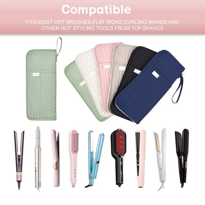 KarSyon Hot Tools Organizer Heat Resistant Mat Case Hair Tools Holder Travel Bag Portable Hair Styling Tools Cover Pouch for Curling Iron,Flat Iron,Hair Straightener (Sage Green) - color: Sage Green