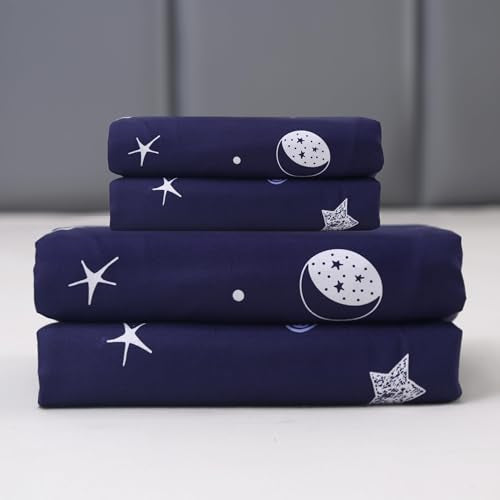 MAG 3pcs Purple Star Full Bed Sheet,Galaxy Microfiber Bedding Sheet Set,Space Bedding Set with1 Fitted and 2 Pillowcases,14 Inches Deep (Purple and White,Full) - color: Star, size: Full