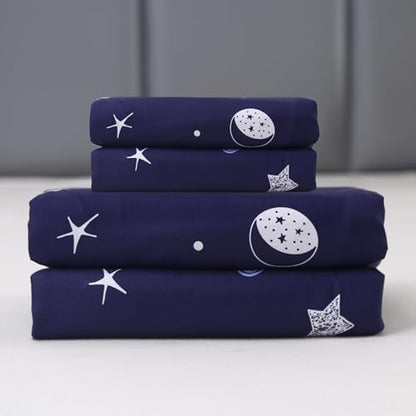 MAG 3pcs Purple Star Full Bed Sheet,Galaxy Microfiber Bedding Sheet Set,Space Bedding Set with1 Fitted and 2 Pillowcases,14 Inches Deep (Purple and White,Full) - color: Star, size: Full