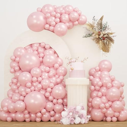 Pearl Pink Double Stuffed Balloons Different Size 115Pcs 5/10/12/18 Inch Pearl Light Pink Balloons Garland kit for Birde to be Wedding Engagement Bridal Shower Birthday Baby Shower Party - color: Pearl Light Pink