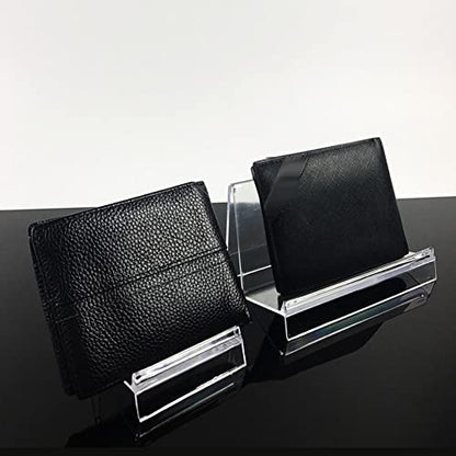 lasenersm 1 Piece Acrylic Wallet Display Stand Holder Leather Handbag Purse Jewelry Stand Acrylic Riser Display Shelf Makeup Organizer Perfume Organizer Collection Display Stand(Clear, 14cm)