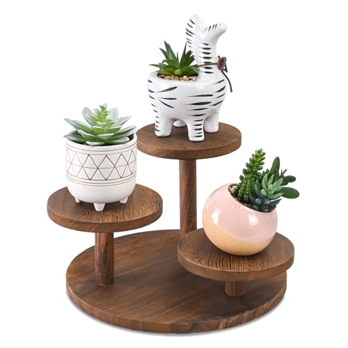 Ikee Design 3-Tier Wooden Display Riser for Jewelry, Wooden Jewelry and Figurine Display Risers, Wood Riser for Decor, Multilevel Stand for Action Figures and Home Decor, Brown Color - color: Brown, 3-Tier