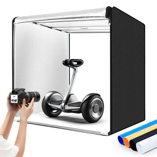 Portable Photo Studio Light Box,39x39 Inch 210 LED Large Photo Light Box with 3 Stepless Dimming Light Panels,4 Color Backdrops Photo Booth for Product Photography - size: 39''X39''X39''