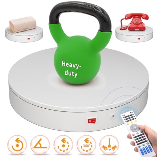 12.6In Remote Motorized Electric Turntable Rotating Display Stand Rotating Platform Photography Turntable motorized lazy susan base giratoria para for Photography,3D Scanner,(Load Range:88~300lbs) - size: 12.6inch/White/300Lbs Load