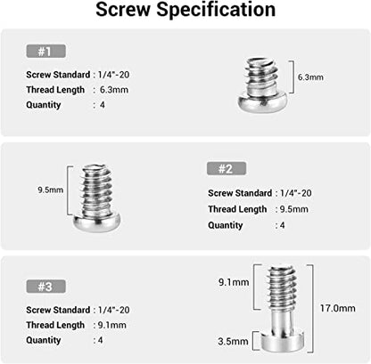 SMALLRIG Allen Wrench Screw 1/4" Screws Accessories Tool (12pcs/Pack) - 1713 (Pack of 2) - size: 12pcs 1/4" Screw 1713 (Pack of 2)