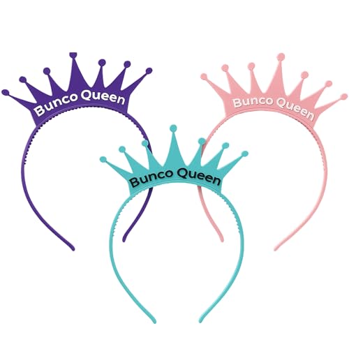 Bunco Queen Headband 3 Pack – Winner Prize, Hostess Gift, Game Night Favor for Women