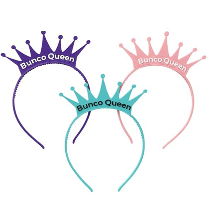 Bunco Queen Headband 3 Pack – Winner Prize, Hostess Gift, Game Night Favor for Women