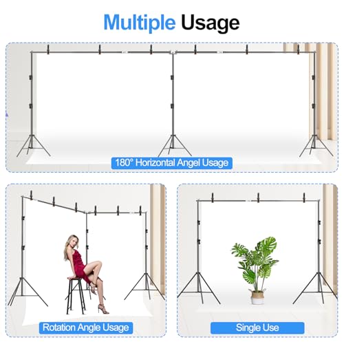 FUDESY 10x20ft Backdrop Stand Heavy Duty Adjustable Photography Background Support System with Angle Rotatable Connector, Spring Clamps, Sandbags, Ring Clips, Carry Bag for Photo Video Studio, Wedding